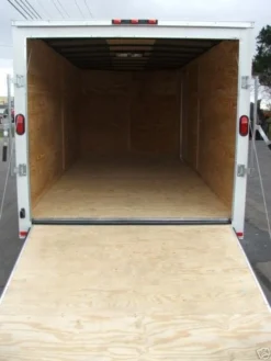 Enclosed Trailer 7'x16' White - V-Nose W/ Splash Guard Cargo Trailer Storage
