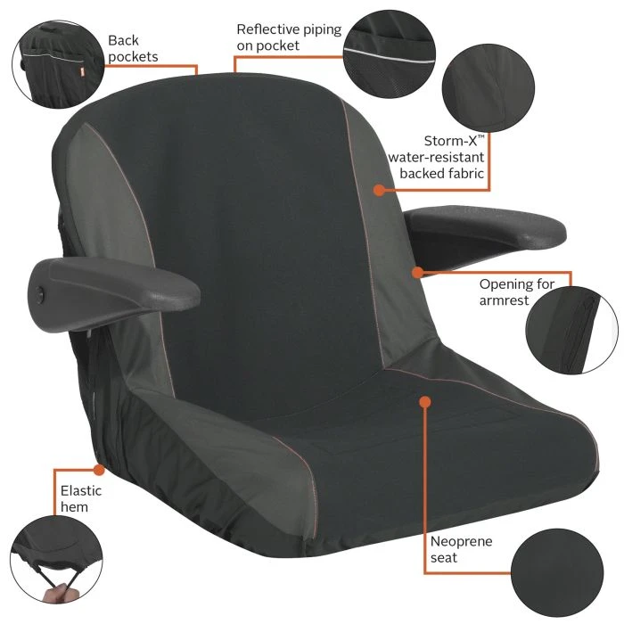 Classic 52-145-380401-00 Large Neoprene Paneled Tractor Seat Cover 3 Classic 52-145-380401-00 Large Neoprene Paneled Tractor Seat Cover - Image 3