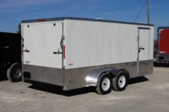 Enclosed Trailer 7'x16' White - V-Nose W/ Splash Guard Cargo Trailer Storage -Tool Comprehensive 7x16 enclosed w 24 inch splash guard 4