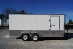 Enclosed Trailer 7'x16' White - V-Nose W/ Splash Guard Cargo Trailer Storage -Tool Comprehensive 7x16 enclosed w 24 inch splash guard 5
