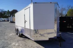 Enclosed Trailer 7'x16' White - V-Nose W/ Splash Guard Cargo Trailer Storage -Tool Comprehensive 7x16 enclosed w 24 inch splash guard 6