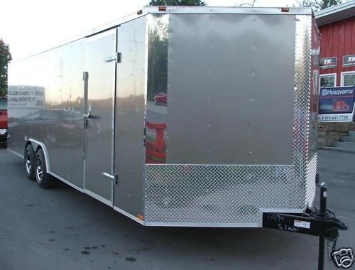 Enclosed Trailer 8.5'x24' Silver - Car Motorcycle Cargo Hauler Storage 1 Enclosed Trailer 8.5'x24' Silver - Car Motorcycle Cargo Hauler Storage