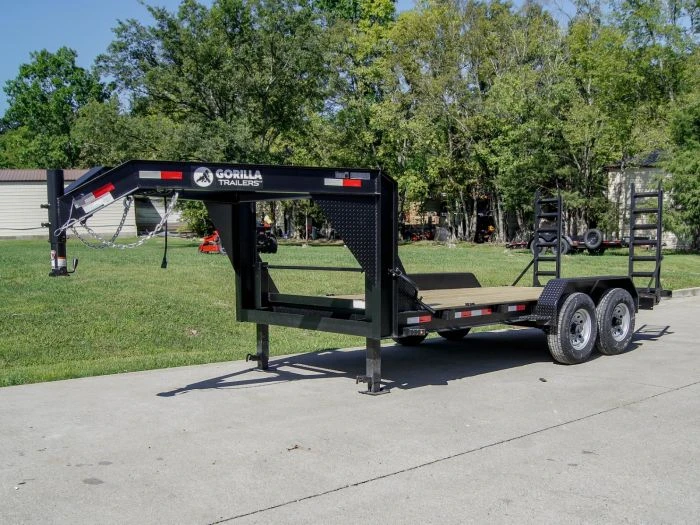 7x16 Gooseneck Equipment Trailer (2) 7K Axles With Stand-Up Ramps 1 7x16 Gooseneck Equipment Trailer (2) 7K Axles With Stand-Up Ramps