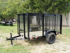 5x8 Straight Deck Utility Trailer With 4ft Mesh Side 3500lb Axle