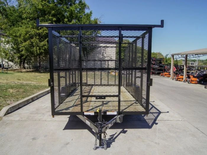 7x16 Tandem Straight Deck Utility Trailer With 6ft Mesh Sides And Ladder Racks 2 7x16 Tandem Straight Deck Utility Trailer With 6ft Mesh Sides And Ladder Racks - Image 2