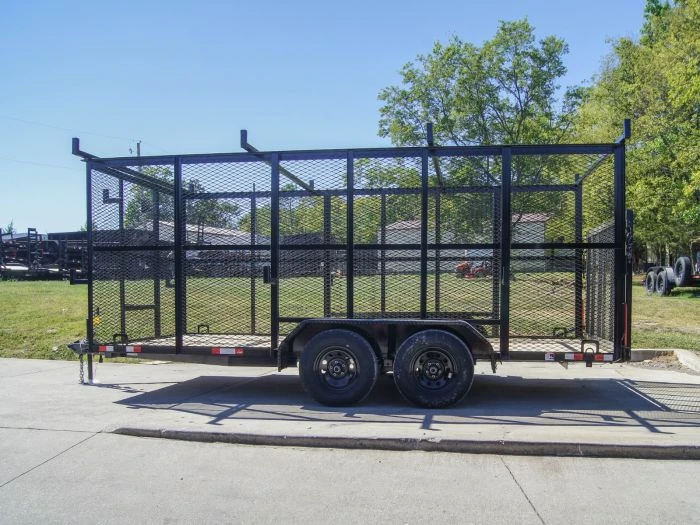7x16 Tandem Straight Deck Utility Trailer With 6ft Mesh Sides And Ladder Racks 4 7x16 Tandem Straight Deck Utility Trailer With 6ft Mesh Sides And Ladder Racks - Image 4