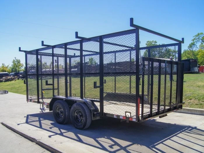 7x16 Tandem Straight Deck Utility Trailer With 6ft Mesh Sides And Ladder Racks 5 7x16 Tandem Straight Deck Utility Trailer With 6ft Mesh Sides And Ladder Racks - Image 5