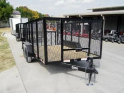 6.4x14 4ft Mesh Sides Tandem Dovetail Utility Trailer