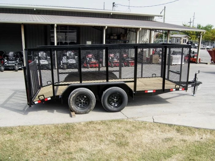 6.4x14 4ft Mesh Sides Tandem Dovetail Utility Trailer 3 6.4x14 4ft Mesh Sides Tandem Dovetail Utility Trailer - Image 3