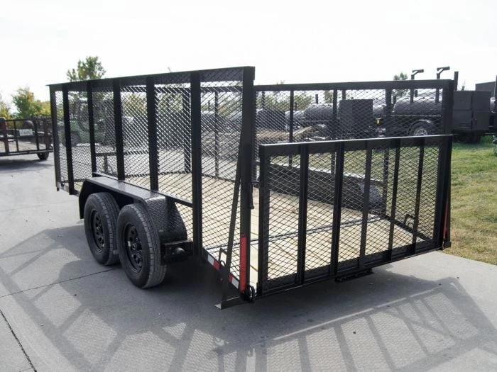 6.4x14 4ft Mesh Sides Tandem Dovetail Utility Trailer 5 6.4x14 4ft Mesh Sides Tandem Dovetail Utility Trailer - Image 5