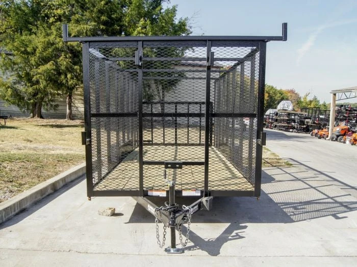 7x18 Tandem Straight Deck Utility Trailer 6ft Mesh Sides Ladder Racks 2 7x18 Tandem Straight Deck Utility Trailer 6ft Mesh Sides Ladder Racks - Image 2