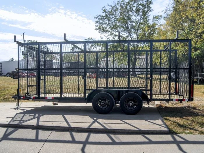 7x18 Tandem Straight Deck Utility Trailer 6ft Mesh Sides Ladder Racks 3 7x18 Tandem Straight Deck Utility Trailer 6ft Mesh Sides Ladder Racks - Image 3