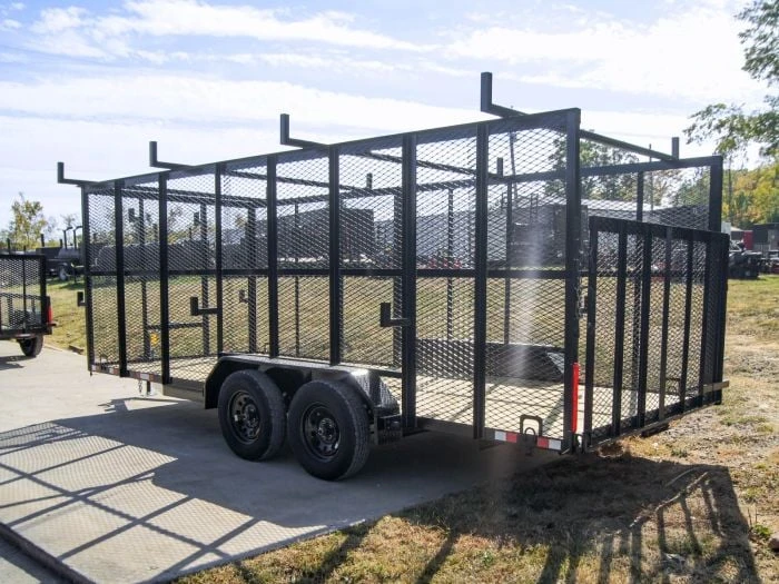 7x18 Tandem Straight Deck Utility Trailer 6ft Mesh Sides Ladder Racks 4 7x18 Tandem Straight Deck Utility Trailer 6ft Mesh Sides Ladder Racks - Image 4