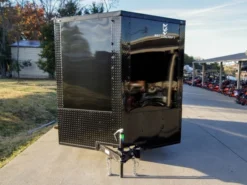 7x14 Enclosed Trailer Black V-Nose Blackout Package 3,500lb Axle Storage