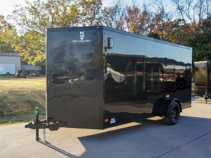 7x14 Enclosed Trailer Black V-Nose Blackout Package 3,500lb Axle Storage 2 7x14 Enclosed Trailer Black V-Nose Blackout Package 3,500lb Axle Storage - Image 2