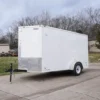 6'x12' White Enclosed V-Nose Trailer With Diamond Plate Floor Storage