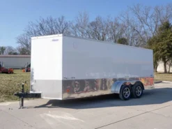 Enclosed Trailer Custom 7'x18' White Tandem Axle With Ramp And E-Tracks Storage
