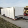 8.5x28 Flat Nose White Enclosed Trailer (2) 5,200lb Axles Cargo Storage
