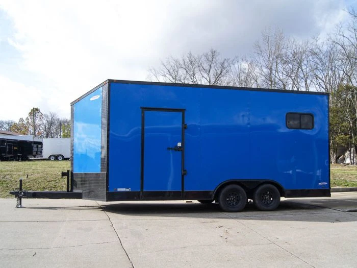 8.5x18 Blue V-Nose Slant Top Enclosed Trailer With Blackout Package 3 8.5x18 Blue V-Nose Slant Top Enclosed Trailer With Blackout Package - Image 3