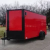 7x12 Enclosed Trailer Red V-Nose Blackout Package 3,500lb Axle Storage