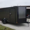 7x12 Enclosed Trailer Charcoal V-Nose Blackout Package 3,500lb Axle Storage