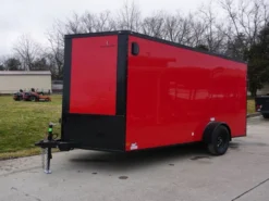 7x14 Enclosed Trailer Red V-Nose Blackout Package 3,500lb Axle Storage -Tool Comprehensive dsc03485 3
