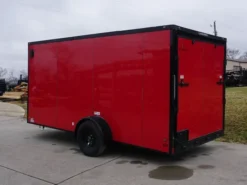 7x14 Enclosed Trailer Red V-Nose Blackout Package 3,500lb Axle Storage -Tool Comprehensive dsc03487 1