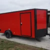 7x14 Enclosed Trailer Red V-Nose Blackout Package 3,500lb Axle Storage