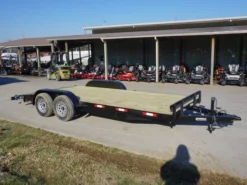 7x18 Wood Deck Car Hauler (2) 3500lb Axle W/ Brake And Ramps