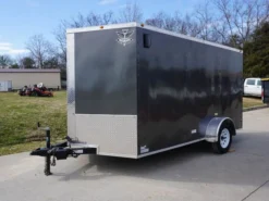 7x12 Enclosed Charcoal Trailer With Silver ATP 3500lb Axle Storage