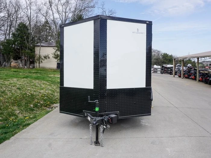 7x12 Enclosed Trailer White V-Nose Blackout Package 3,500lb Axle Storage 2 7x12 Enclosed Trailer White V-Nose Blackout Package 3,500lb Axle Storage - Image 2