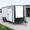 7x12 Enclosed Trailer White V-Nose Blackout Package 3,500lb Axle Storage