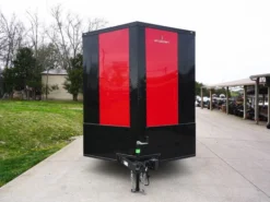 7x16 Enclosed Trailer Red V-Nose Blackout Pkg Tandem Axle Storage