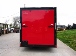 7x16 Enclosed Trailer Red V-Nose Blackout Pkg Tandem Axle Storage -Tool Comprehensive dsc05938 1 1