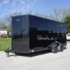 7x16 Enclosed Trailer Black V-Nose Blackout Pkg Tandem Axle Storage