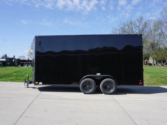 7x16 Enclosed Trailer Black V-Nose Blackout Pkg Tandem Axle Storage 3 7x16 Enclosed Trailer Black V-Nose Blackout Pkg Tandem Axle Storage - Image 3