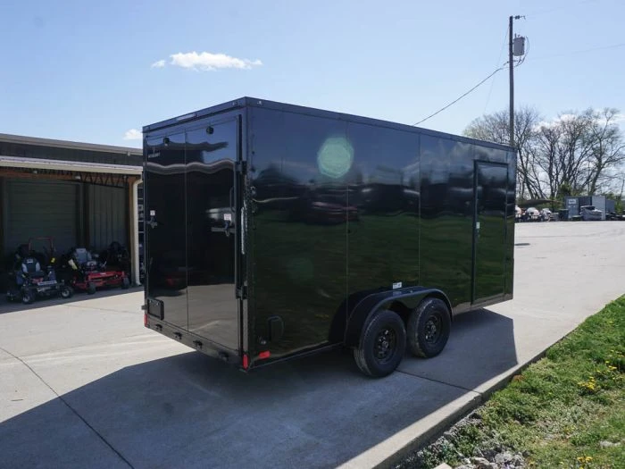 7x16 Enclosed Trailer Black V-Nose Blackout Pkg Tandem Axle Storage 6 7x16 Enclosed Trailer Black V-Nose Blackout Pkg Tandem Axle Storage - Image 6