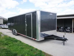 8.5x28 Custom Charcoal Flat Nose Enclosed Trailer (2) 5200 Axles Storage