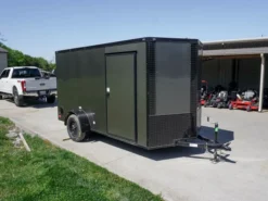 6x12 Enclosed Trailer Charcoal V-Nose Blackout Package 3,500lb Axle Storage