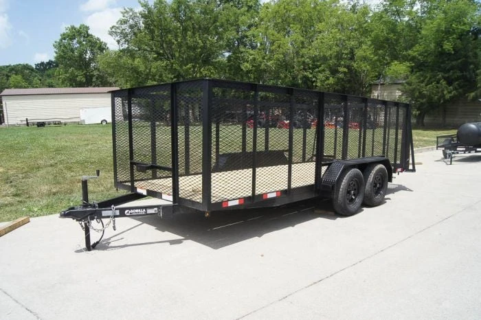 6.4x16 Utility Trailer Straight Deck With 4ft Mesh Sides Tandem Axle 2 6.4x16 Utility Trailer Straight Deck With 4ft Mesh Sides Tandem Axle - Image 2