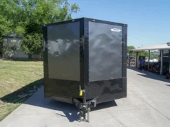 8.5x24 Charcoal Grey V-Nose Enclosed Trailer With Blackout Package Storage
