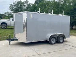 7x14 Enclosed V-Nose Trailer Silver With Ladder Racks (2) 3,500lb Axles Storage -Tool Comprehensive img 7968