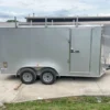 7x14 Enclosed V-Nose Trailer Silver With Ladder Racks (2) 3,500lb Axles Storage