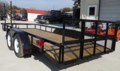 Utility Trailer 6.4x16 Dove Tail Double Axle Includes Gate And Trimmer Racks -Tool Comprehensive p1000477