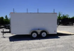 7x14 Enclosed Trailer White V-Nose Ladder Racks (2) 3500lb Axles Storage -Tool Comprehensive p1250437edited