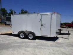 7x14 Enclosed Trailer White V-Nose Ladder Racks (2) 3500lb Axles Storage -Tool Comprehensive p1250441edited