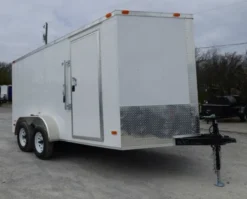Enclosed Trailer 7'x14' White - V-Nose Lawn Mower Cargo Trailer Storage -Tool Comprehensive p1300102