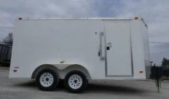 Enclosed Trailer 7'x14' White - V-Nose Lawn Mower Cargo Trailer Storage -Tool Comprehensive p1300104